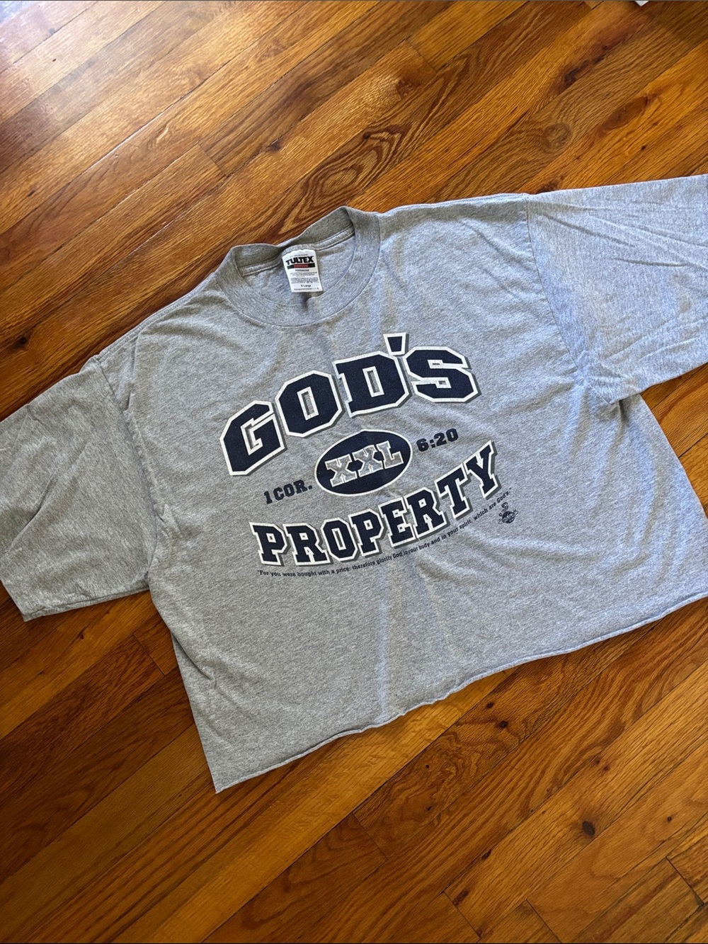 Cropped Oversized Gray Christian Graphic Tee